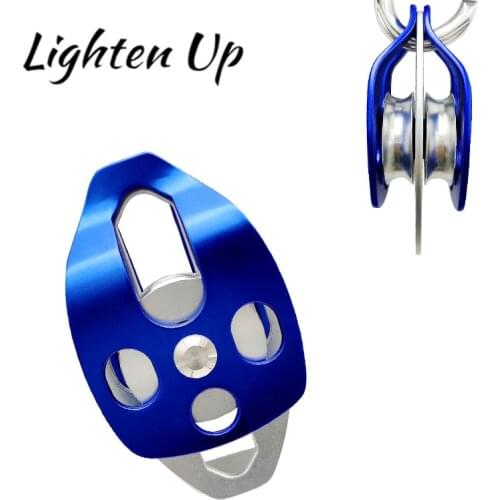 25KN Outdoor Large Aluminum Alloy Double Pulley for Rope Rock Climbing Mountaineering Rescue Ascension Gear Red/ Blue