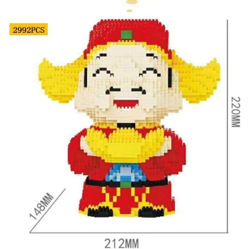2992pcs Mini Blocks Chinese Style Building Toy The God of Wealth Auction Figures Brinquedos for Children Gift New Year Present