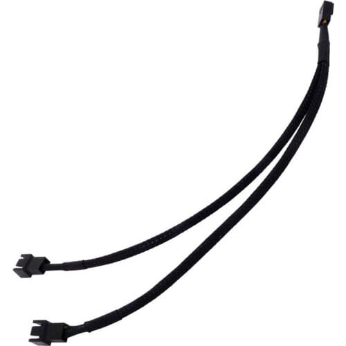 3 Pin CPU Y-Splitter Dual Power Sleeved Cable Computer Case Fan Tool Radiator Computer Office Supplies