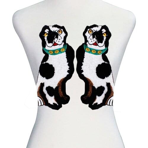 5pairs Big Lovely Pet Dog Embroidery Fabric Patches DIY Wool Motif Applique Clothes Decorated Craft Sewing Accessories TH757