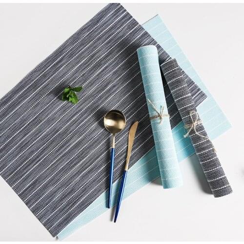 6-piece Stripe Placemats PVC Table Mats Heat Insulated Pad Rectangle Washable Placemats Table Decor 5 Colors 45x30cm