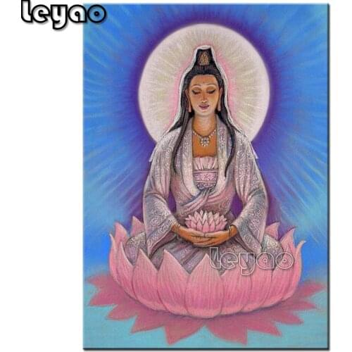 5D DIY Full Round Drill Diamond Painting Guanyin Statue Cross Stitch Kit Embroidery Crafts Rhinestones Mosaic Wall Sticker Decor
