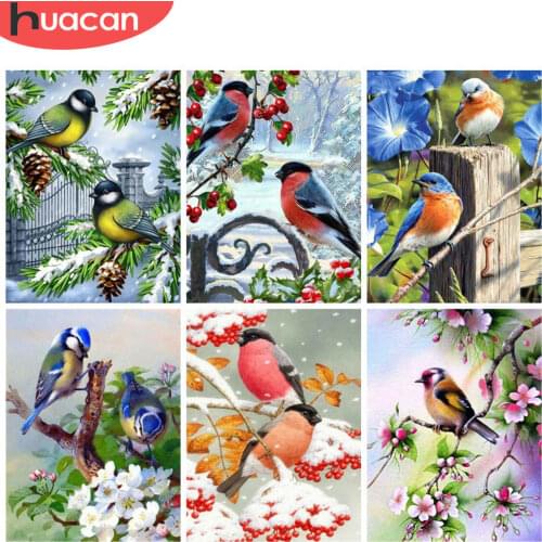 HUACAN Diamond Painting Animal 5D DIY Diamond Mosaic Bird Embroidery Winter Home Decor Handmade Gift