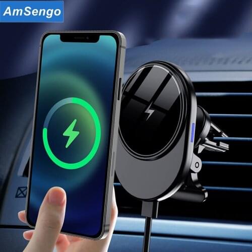 Amsengo 15W Qi Magnetic Wireless Car Charger Phone Holder for iPhone 12 11 Pro Max Universal Wireless Charging Car Phone Holder