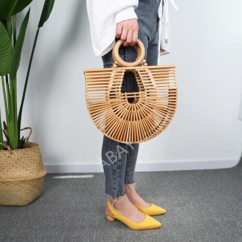 Retro womens handmade bamboo bag summer Bohemia new beach bag womens high quality hollow bamboo rattan bag travel handbag