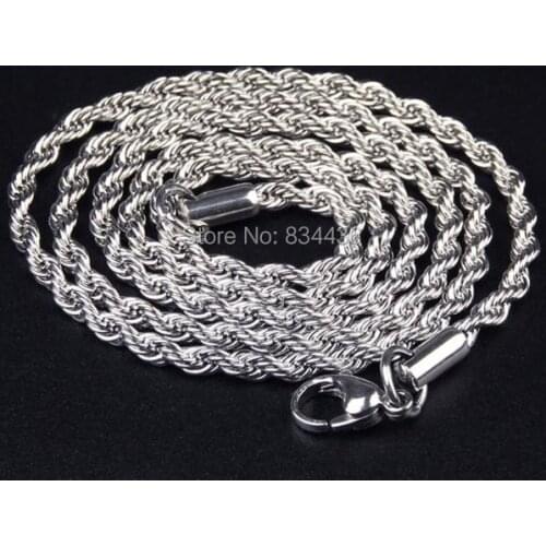 Free Shipping 2 2.5 3 4mm 45 50 60 70cm High Quality Stainless Steel Rope Necklaces Chains Mens Womens Jewelry Wholesale 20pcs
