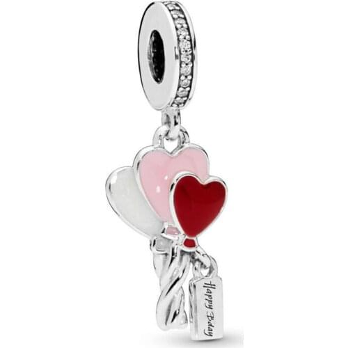 Free Shipping Authentic 925 Sterling Silver Happy Birthday Balloon Dangle Charm Fit Original Pandora Bracelet For Women Jewelry