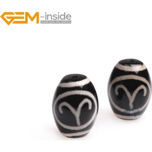 Gem-inside 10x14mm Natural 12 constellation black agates Stone Beads for popular fashion Making DIY Gift