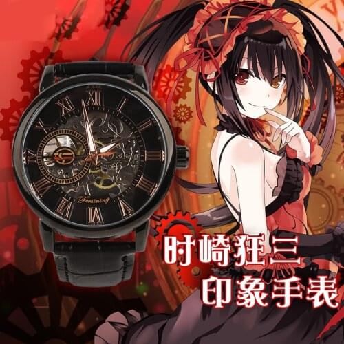 Anime DATE A LIVE Kurumi Tokisaki Theme Student Wrist Watch Men Women Fashion Retro Leather Band Watch Cosplay Birthday Gift