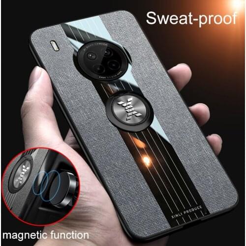 For Huawei Y9A Case Ring Holder Fabric Texture Hard Back Cover Soft Frame Cloth Case For Huawei Y9A Phone Cases
