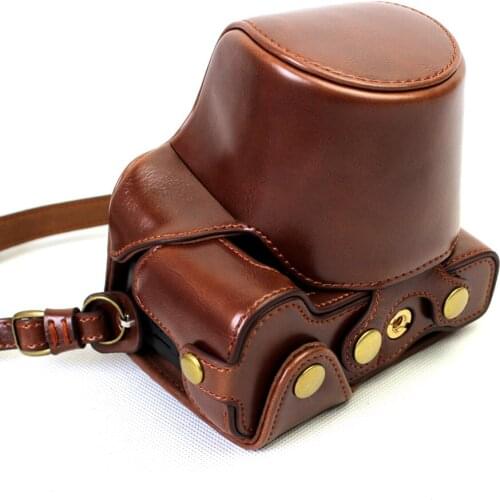 Deluxe Edition PU Leather Camera Bag Case Cover For Canon M5 EOS M5 EOSM5 15-45mm 55-200mm Lens With Strap+Open Battery Design