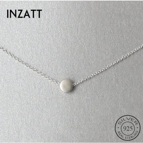 INZATT Geometric Round Bean Chokers Pendant Necklace 925 Sterling Silver Fashion Jewelry For Women Gold Color Minimalist Gift