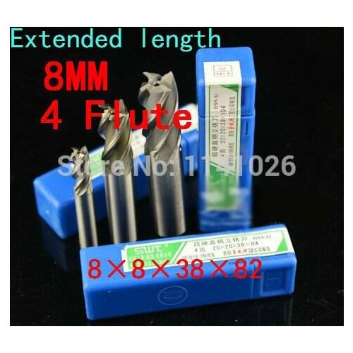 5pcs/set 8mm Four 4 Flute HSS & Aluminium Extended End Mill Cutter CNC Bit Milling Machinery tools Cutting tools.Lathe Tool
