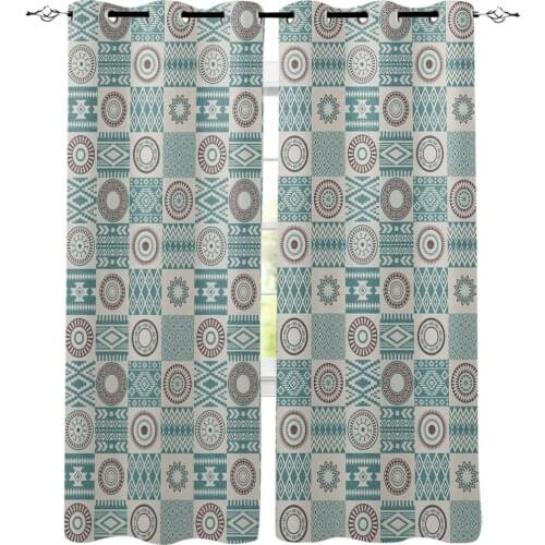 Geometic Circular Bathroom Kitchen Decor Kids Curtain Panels With Grommets Window Treatment Valances Window Treatment Curtain