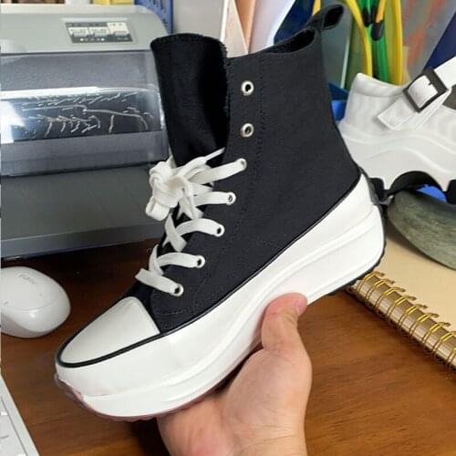 Platform Canvas Run Hike Women Men High Shoes School Sneakers Hiking Ankle High Quality Canvas Ankle Boots Women Platform Shoes
