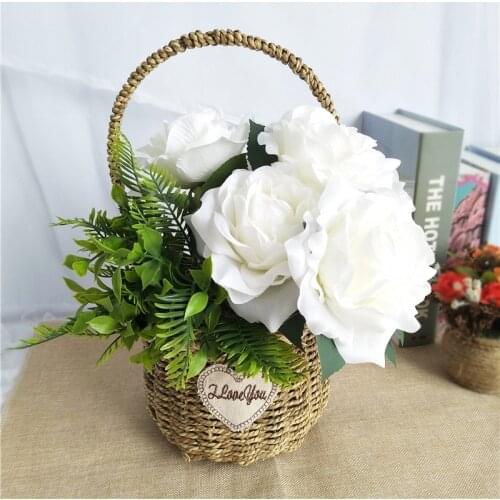 7 Heads Artificial Rose flower Silk Bouquet Home Wedding Bride hand Holding simulation Flowers Decor Floral silk flower wreath