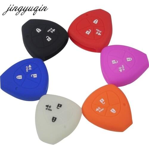 Jingyuqin 30pcs 2 Buttons + Panic Silicone Key Case For Toyota RAV4 Yaris Venza Scion tC xA xB xd fob Cover Protected Holder