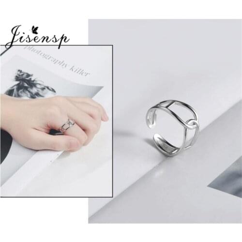 Jisensp Vintage Fashion Big Lock Chain Shape Geometric Irregular Finger Rings Adjustable Cocktail Rings for Women Birthday Gift