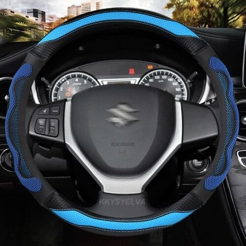 Microfiber Leather Car Steering Wheel Cover 38CM for Suzuki Swift Grand Vitara Ertiga SX4 Alto Ciaz Dzire APV S-Cross Ignis