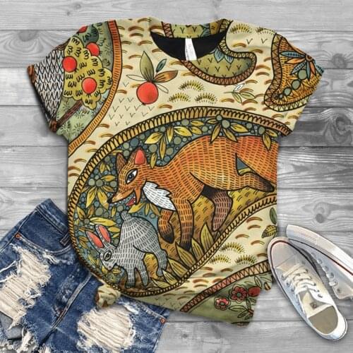 2021 new cool fashion men and women T-shirt fox printing 3d T-shirt summer short-sleeved T-shirt male T-shirt S-6XL