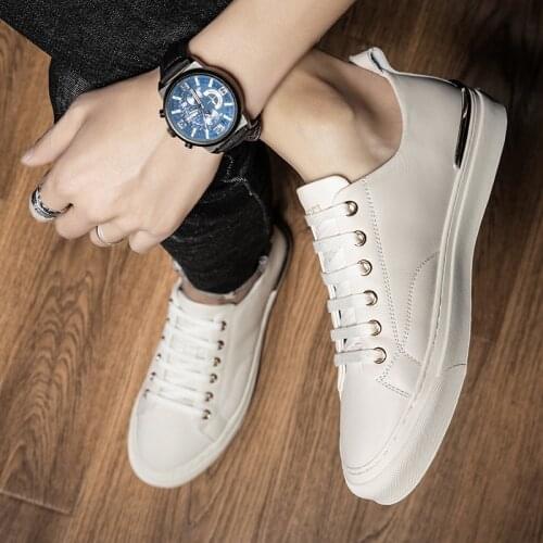 Mens Casual Genuine Leather Shoes Spring Summer Loafers Fashion Flats White Sneakers