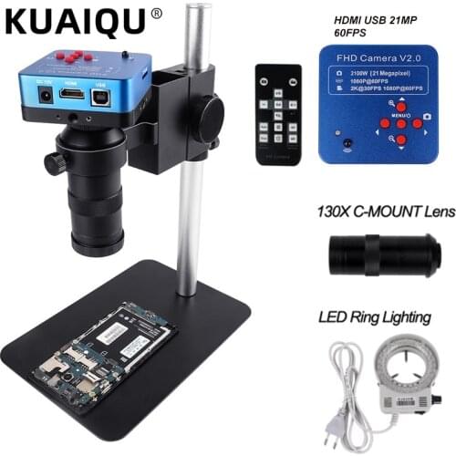 HDMI VGA 1080P 38MP Digital Microscope Sets 130X Magnification Zoom Industrial Camera Video Recorder For Repair Soldering Phone