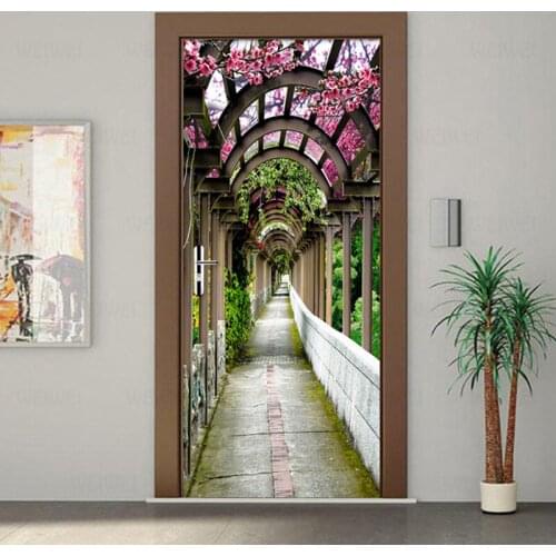 3D Stereo Flowers Gallery Photo Wall Mural Creative DIY Door Sticker PVC Self-Adhesive Waterproof Living Room Home Decor