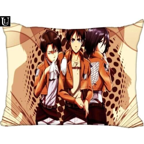 Custom Attack on Titan Rectangle Pillow Cover Size 45x35cm (one side) Print Custom Zipper Polyester Cotton Pillowcase more size