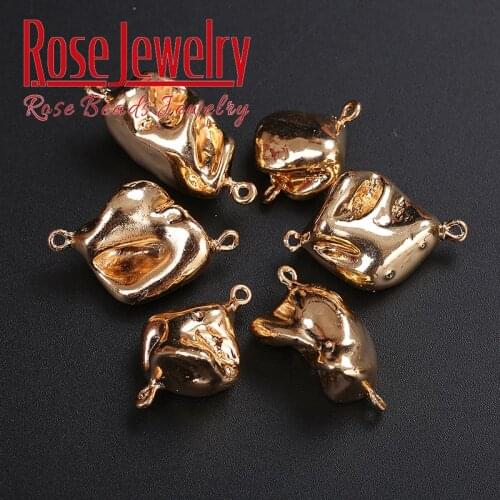 Irregular Heat Treated Gold Bound Baroque Pearl Shell Loose Beads 3PCS 18x20mm For Jewelry Making DIY Bracelets Earrings Pendant