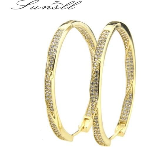 SUNSLL new gold copper earrings white zirconia oval earrings for women earrings fashion party generous jewelry unique earrings