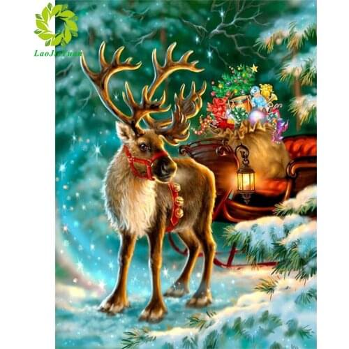 Diamond Embroidery Deer Full Square Diamond Painting Animals Cross Stitch Mosaic Full Layout Crafts Home Decoration Christmas