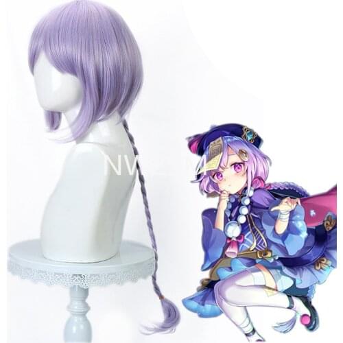 Game Genshin Impact Cosplay Halloween Qiqi Cosplay Wig Genshin Impact Qiqi Cosplay Hair wig a purple braided wig