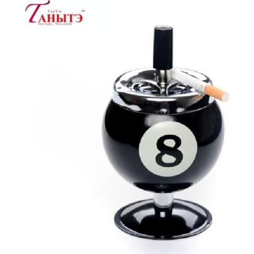 Snooker shape Billiard Design Ashtray Creative Blcak Portable Metal Ashtray For Pool House High Quality Billiards Accessories