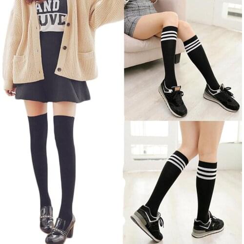 Sexy Women Classic Striped Cotton Socks Girls About Knee Socks Thigh High Long Striped Stocking