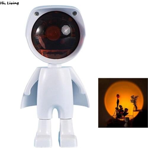 Robot Design USB LED Projector Atmosphere Night Light Touch Control Photography Home Room Wall Decoration Projection Sunset Lamp