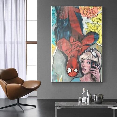 Marvel Avengers Superhero Canvas Painting Spiderman Girl Comics Posters and Prints Wall Art Pictures for Living Room Home Decor