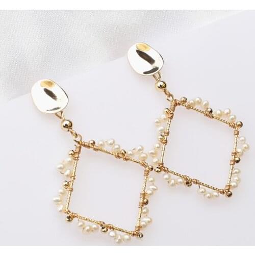 Best seller pure handmade real gold plating women natural fresh water pearl earring high quality jewelry new design gift