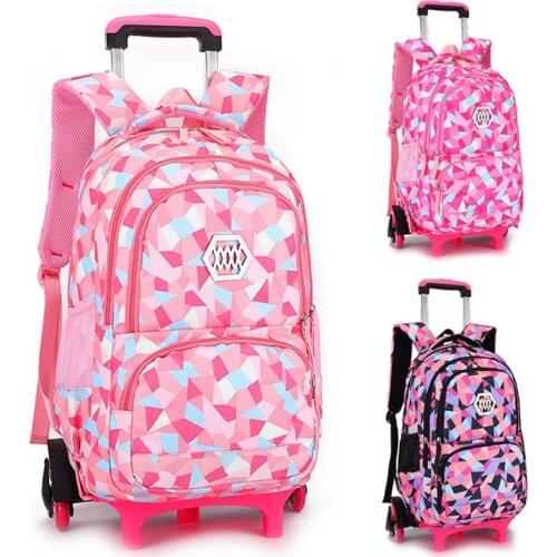 New 6 Wheel Trolley School Bag Backpack For boy Girls 3-5 Grade Trolley Primary School Luggage Teenagers School Rolling Bags