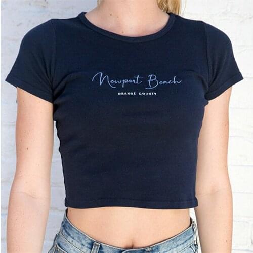 Streetwear American Style Letter Embroidery Vintage T Shirts Women High Quality Crop Tops New Summer Cotton Skinny Hot Girls Tee