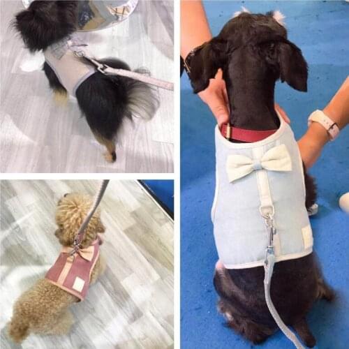 Dog Pet Harness Autumn Breathable Soft Leash Attachment Korean Style Butterfly Bow Cat Harness Vest for Small Pet S M L