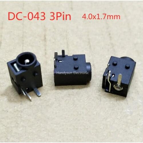 DC-043 DC Power Socket Female Base 4.0x1.7mm DC Power Interface 3Pin Straight Plug With Post Panel Mount Connector Adapter