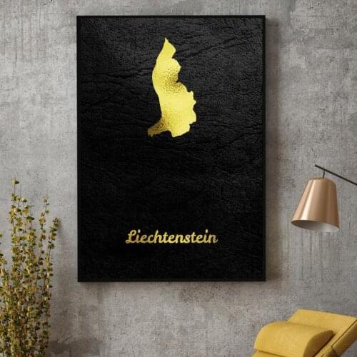Golden drawing map canvas wall art painting print modern poster wall picture living room kitchen decoration