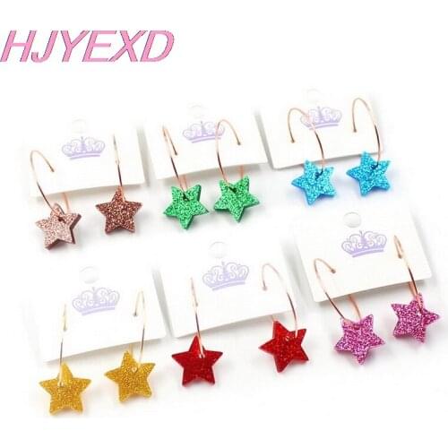1pair) HP077 Acrylic Glitter Star Fashion Earrings Laser Cutout Cute Acylic