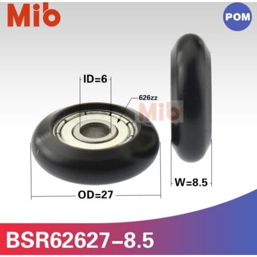 1pcs/lot 626zz non-standard PA NYLON BLACK sliding roller wheel hanging glass door bearing wheel roller BSR62627-8.5