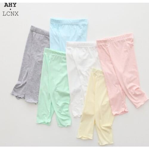 2020 Summer Thin Girls Pants Modal Candy Color Leggings For Kids Agaric laces Children Trousers Calf-Length Baby Trousers