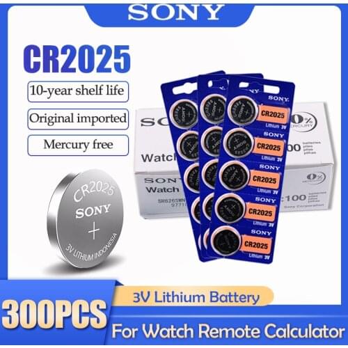 300PCS Sony CR2025 CR 2025 DL2025 BR2025 KCR2025 3V Lithium Battery For Watch Toy Remote Control Button Cell Batteries Coin
