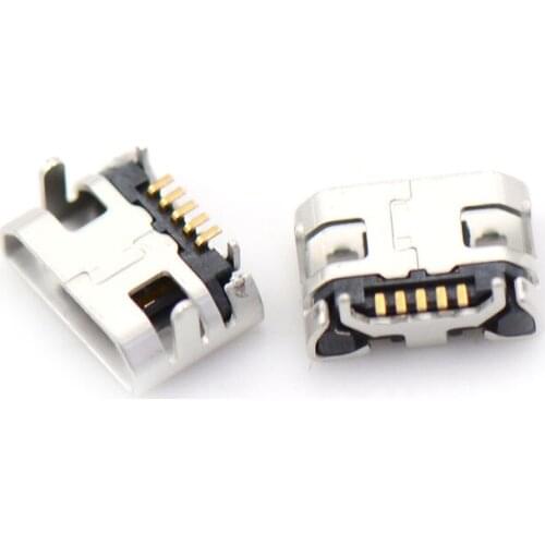 5pin Micro USB Connector Seat Jack Micro Usb Four Leg No Side Inserting Plate Seat MIni Usb Connector For Mobile Tail Plug 10pcs