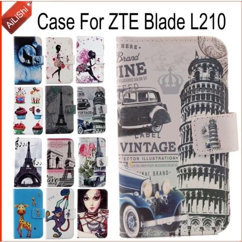 AiLiShi Case For ZTE Blade L210 Luxury Flip PU Painted Leather Case ZTE Exclusive 100% Special Phone Cover Skin+Tracking