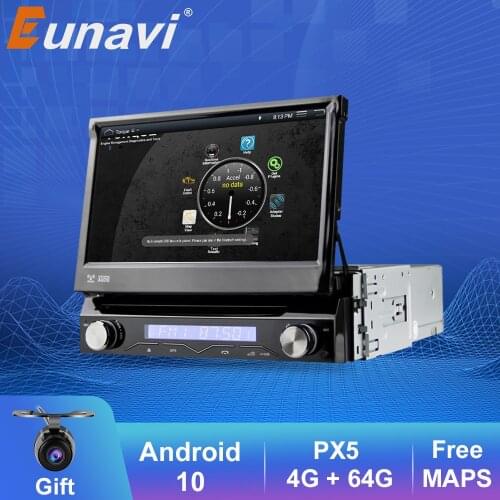 Eunavi 1 Din Android10 Car DVD multimedia radio Player GPS For Universal GPS Navigation AUTO Radio Stereo WIFI MP3 Audio USB SWC