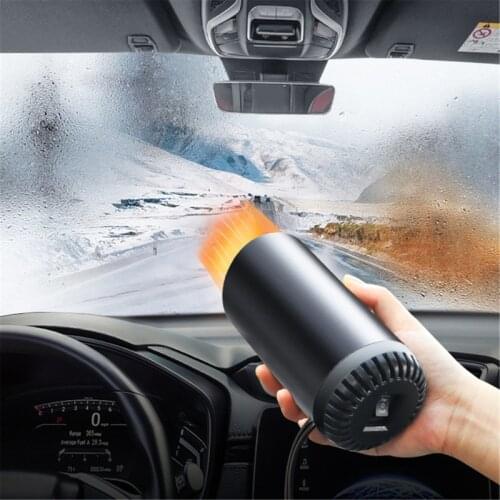 12V Car Heater Vehicle Heating Cooling Fan Portable Defrosting and Defogging Small Electrical Appliance Fun with Suction Holder